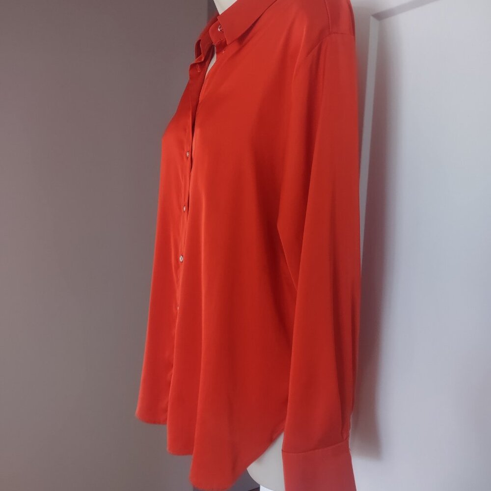 ZARA Flowy Satin Effect Shirt With Back Gathers - SMALL (runs large)